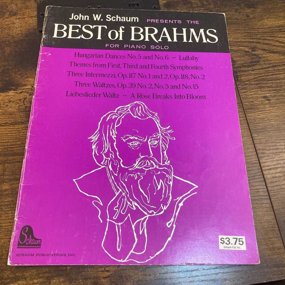 John W. Schaum Presents Best Of Brahms For Piano Solo 1979 Paperback Book VTG